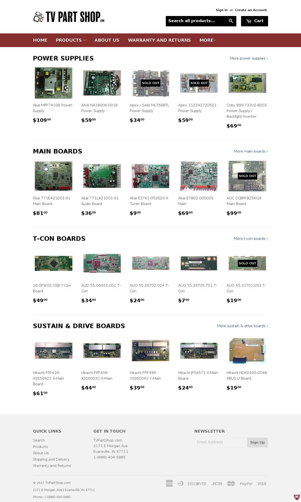 TVPartShop.com Shopify theme site example tvpartshop.com