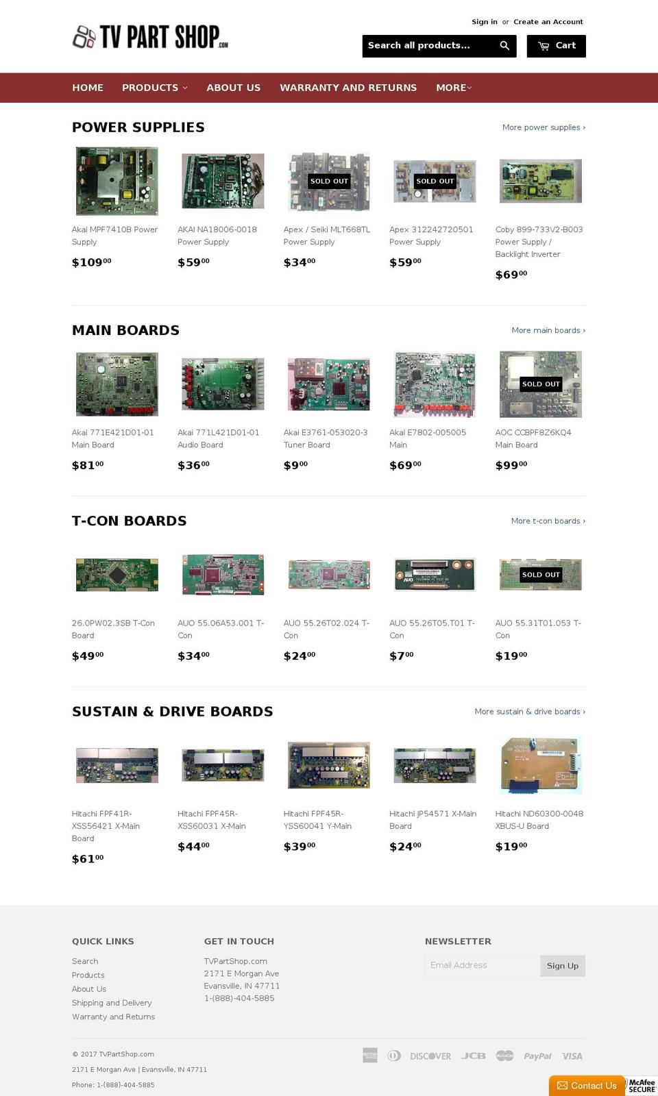 TVPartShop.com Shopify theme site example tvpartstore.com
