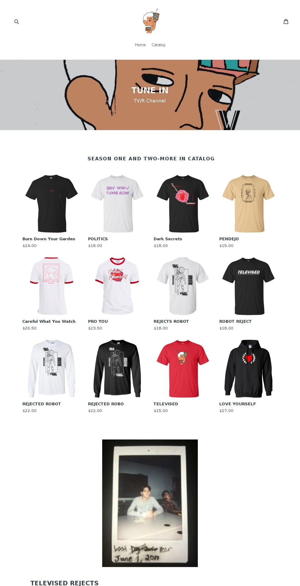 tvrejects.com — Shopify storefront screenshot