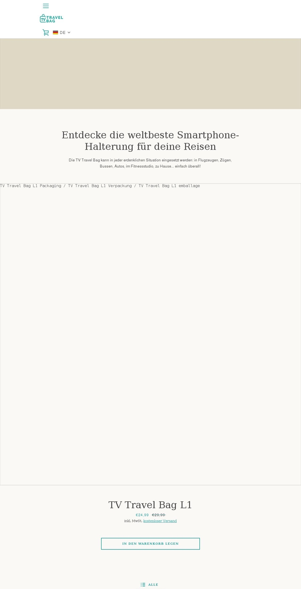 tvtravelbag.com shopify website screenshot