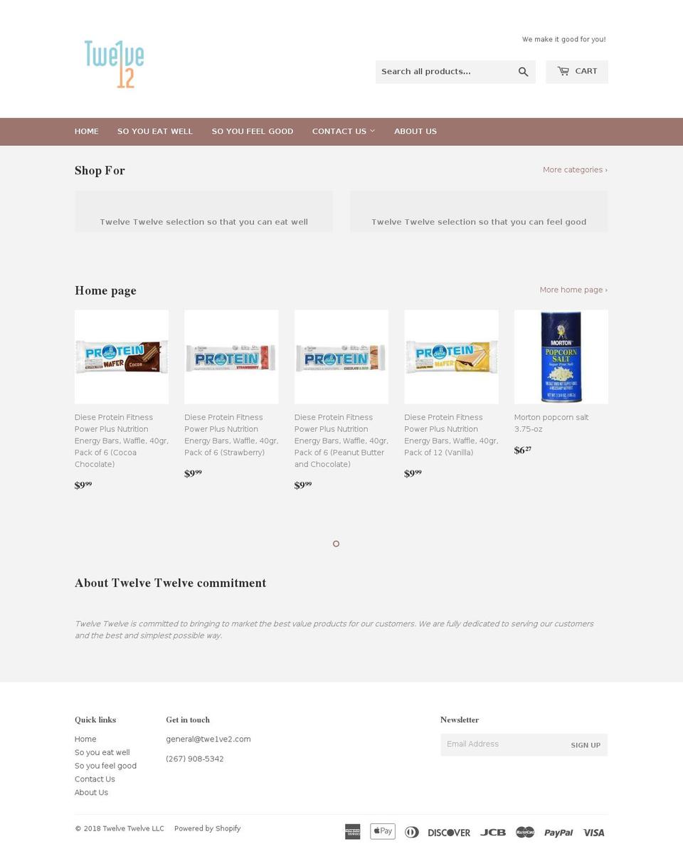 twe1ve2.com shopify website screenshot