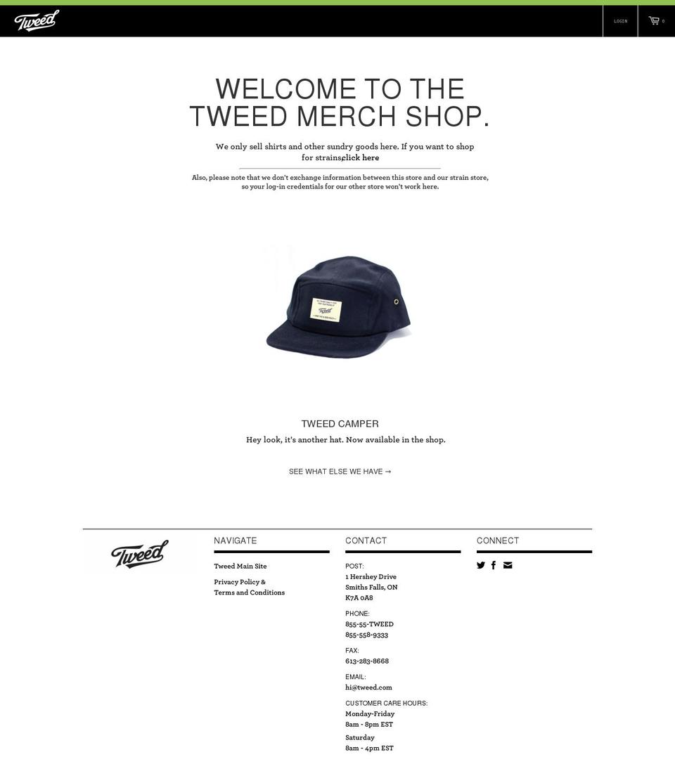 tweedmerch.com shopify website screenshot