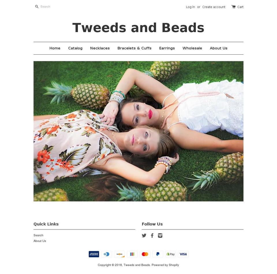 tweedsandbeads.com — Shopify storefront screenshot