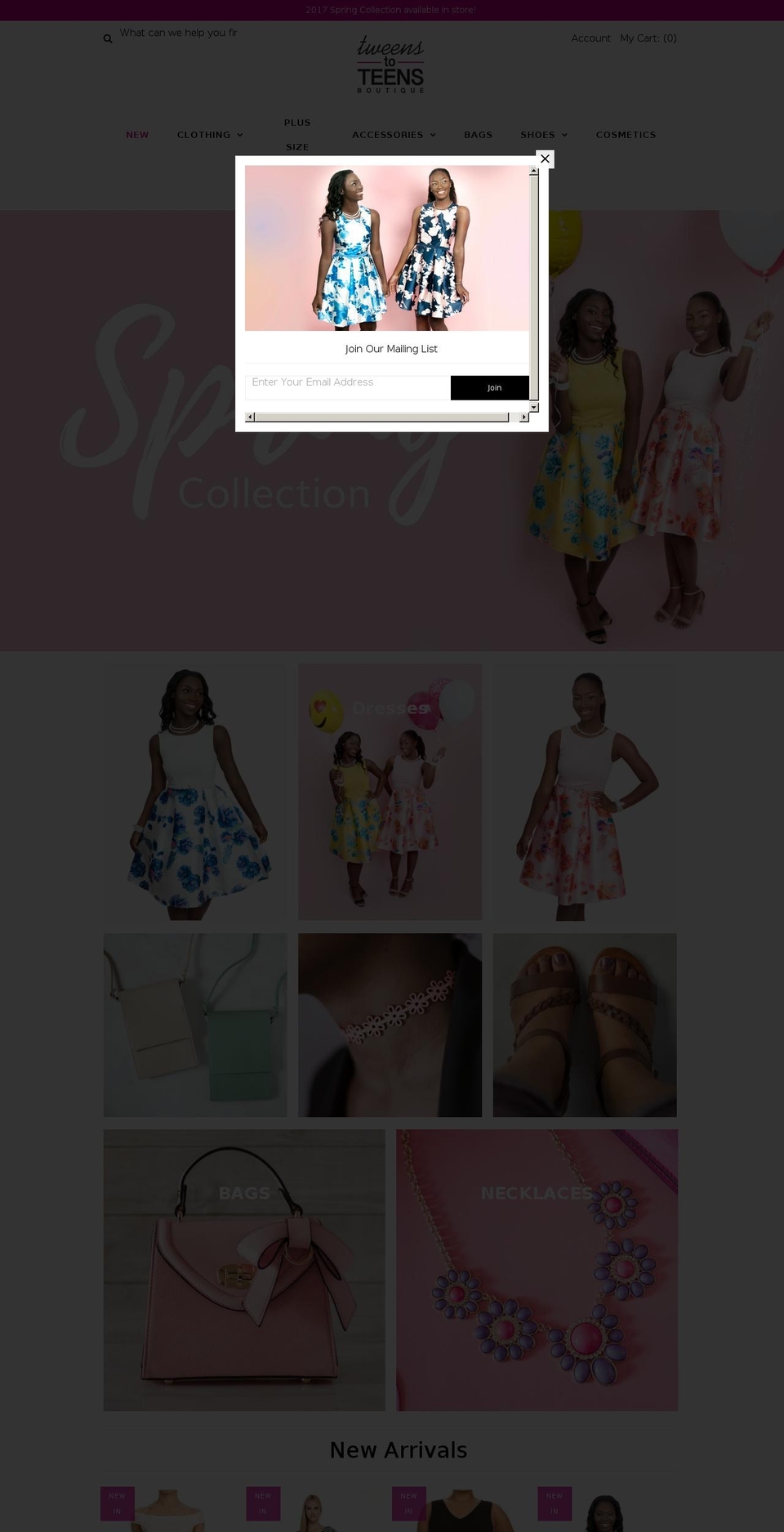 tweenstoteensboutique.com shopify website screenshot