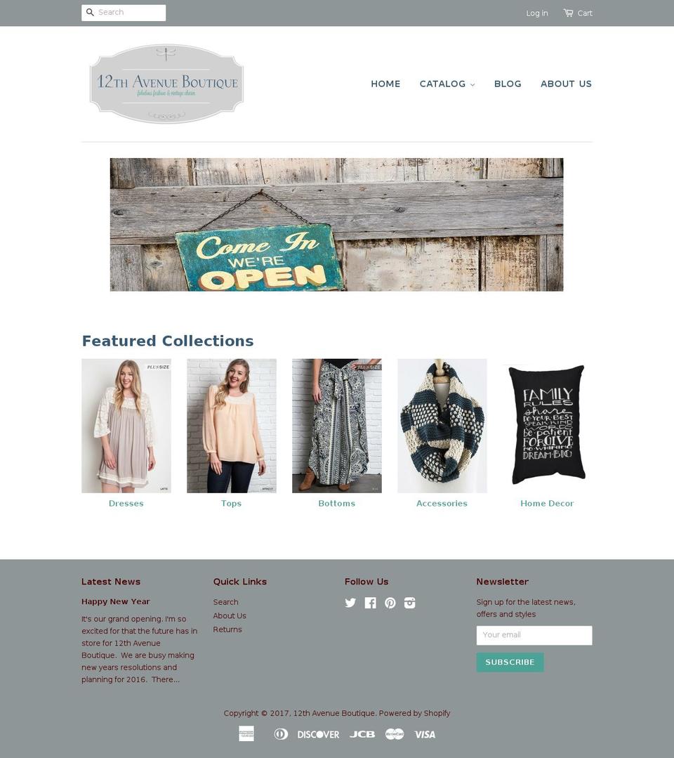 twelfthavenueboutique.com shopify website screenshot