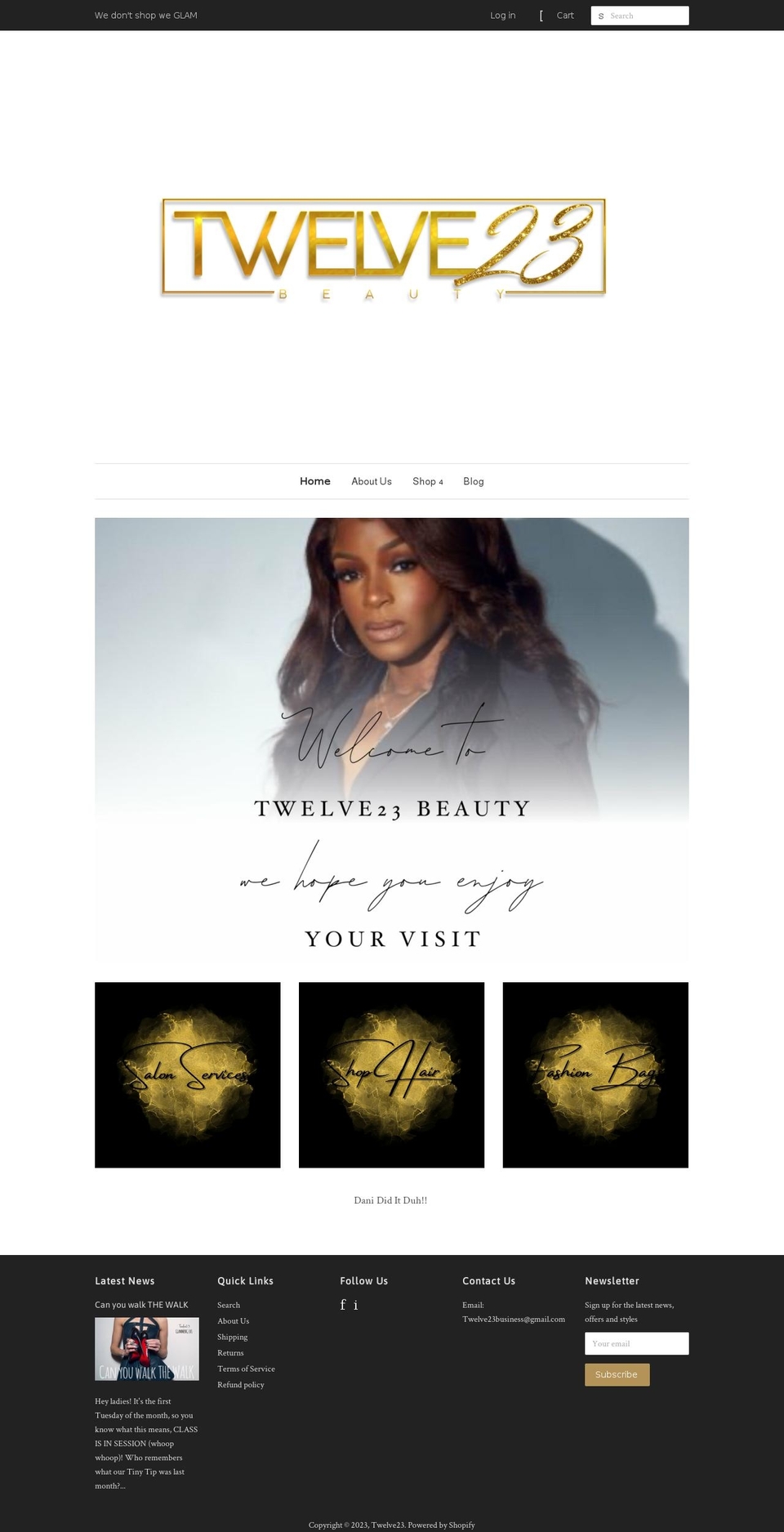 twelve23beauty.com shopify website screenshot