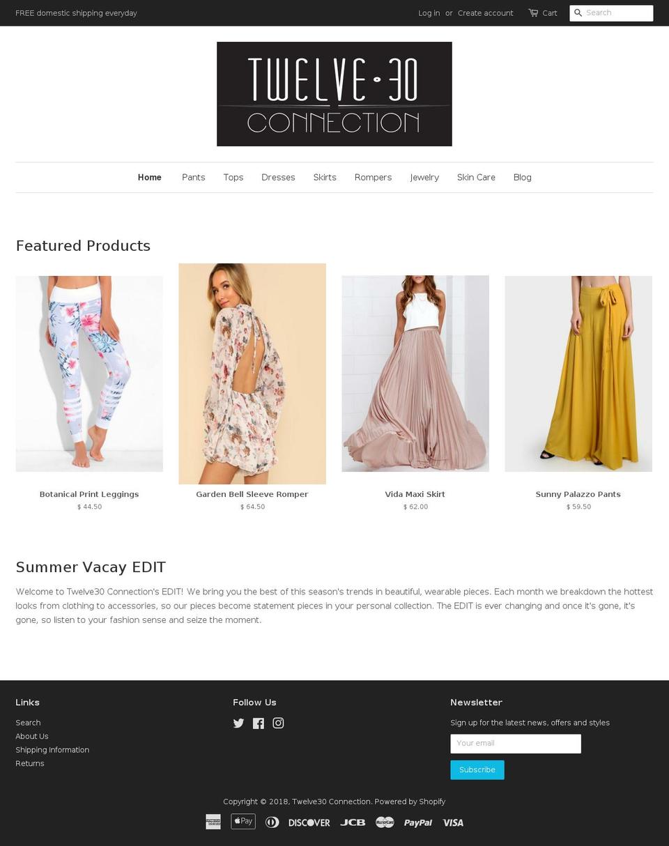 twelve30connection.com shopify website screenshot