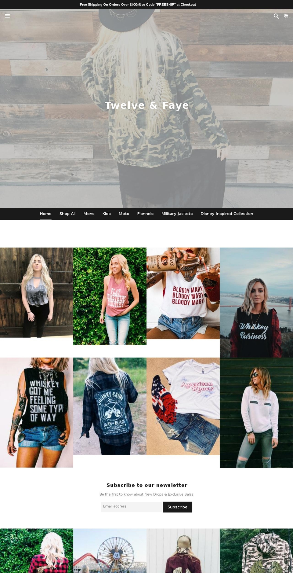 twelveandfaye.com shopify website screenshot