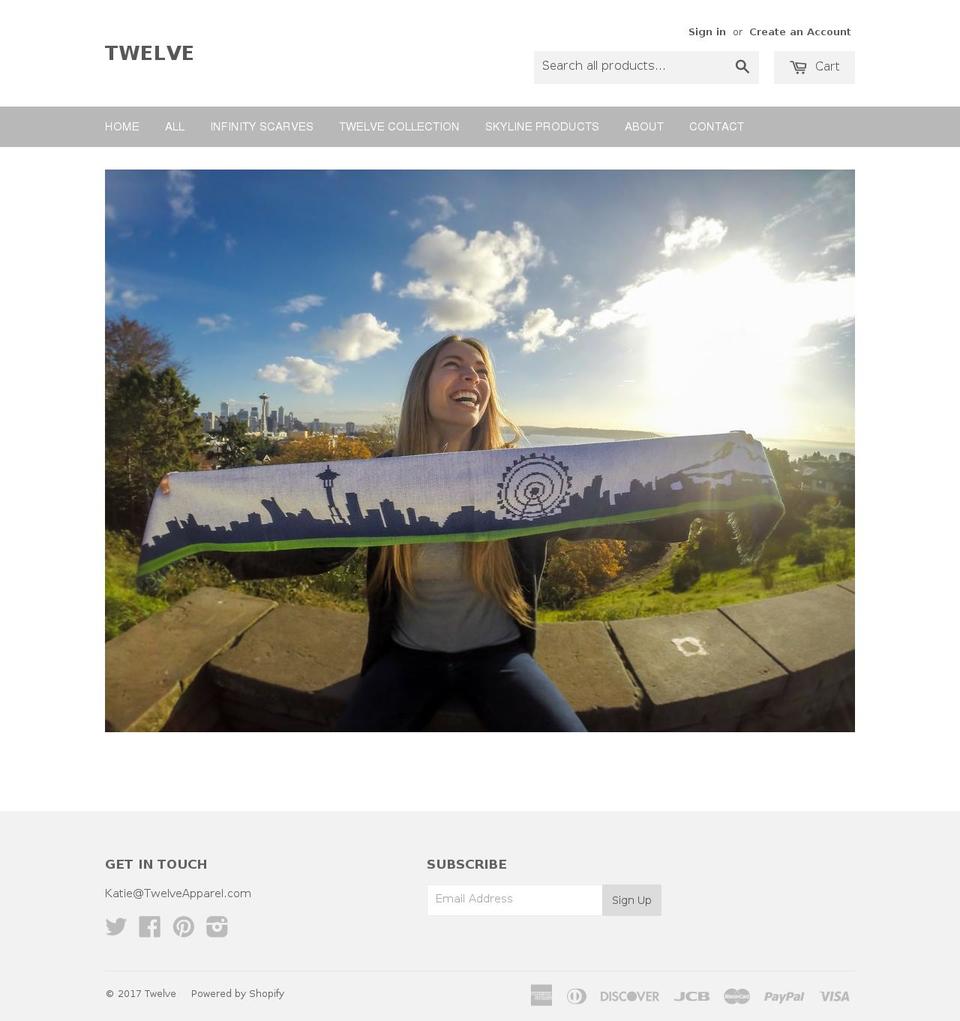 twelveapparel.com shopify website screenshot