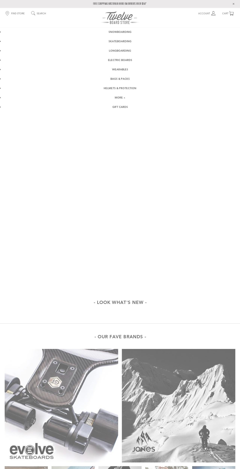 twelveboardstore.com.au shopify website screenshot