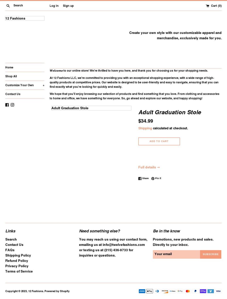 twelvefashions.com shopify website screenshot