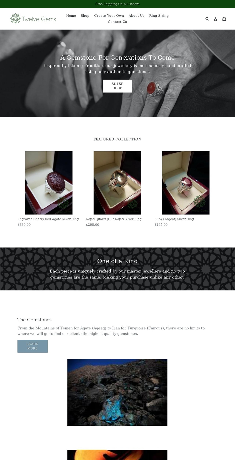 twelvegems.com — Shopify storefront screenshot