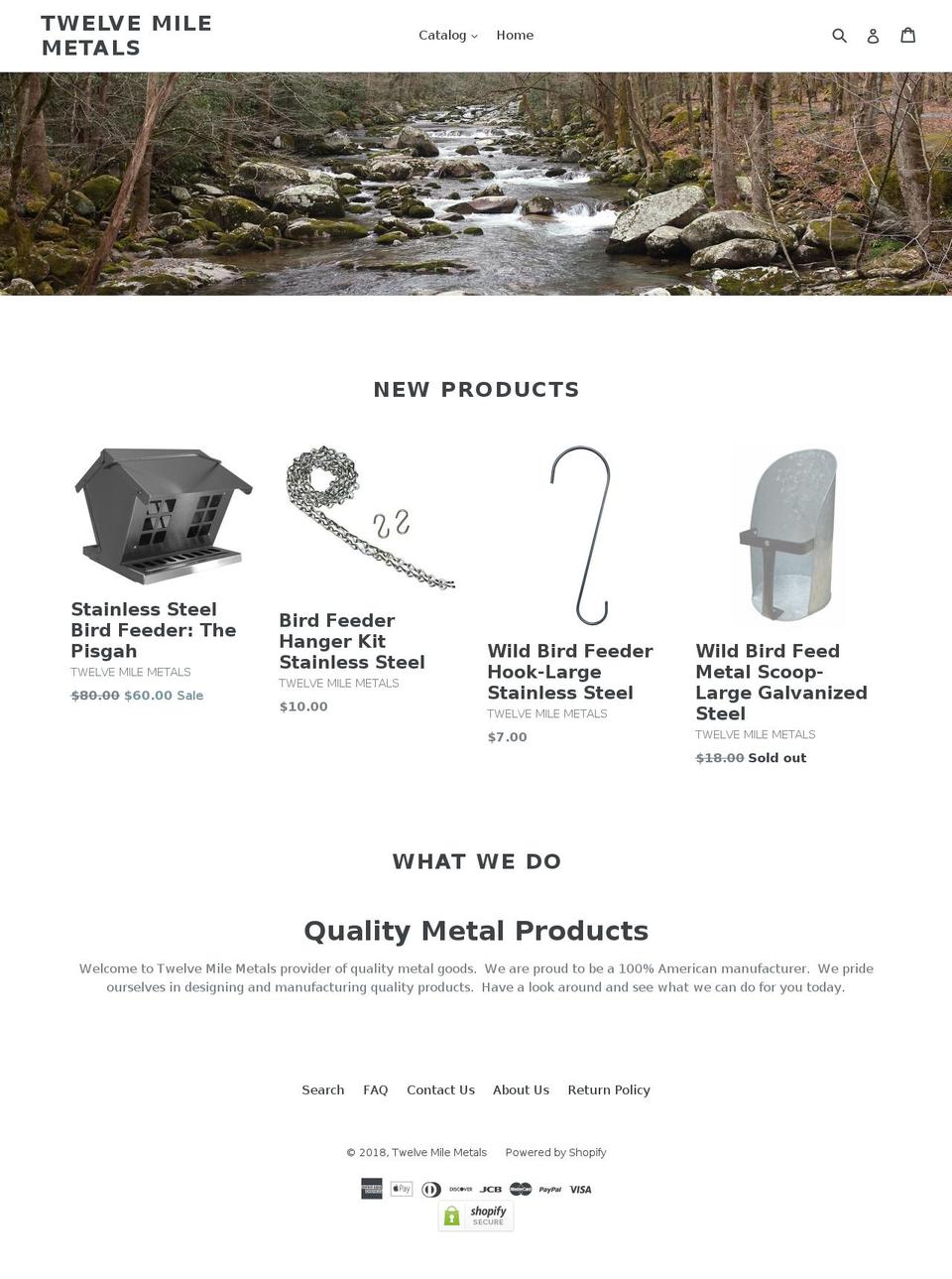 twelvemilemetals.com shopify website screenshot