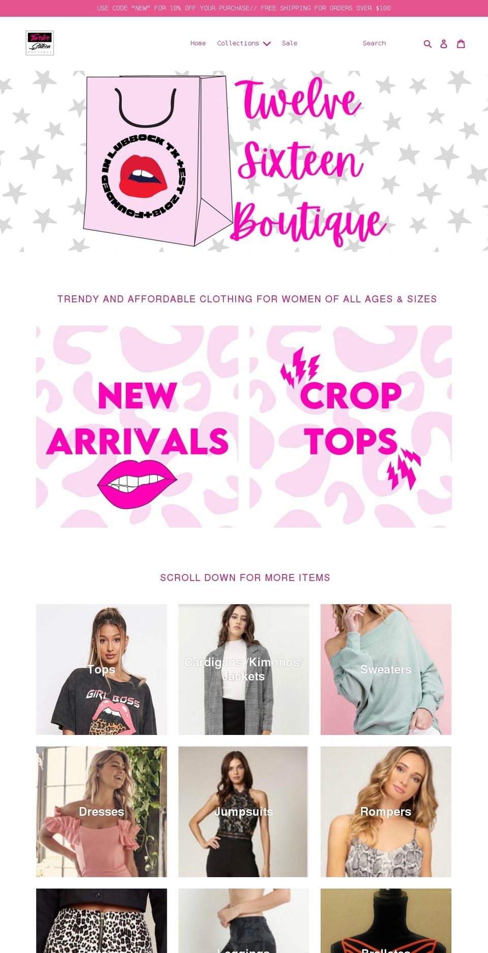 twelvesixteenboutique.com shopify website screenshot