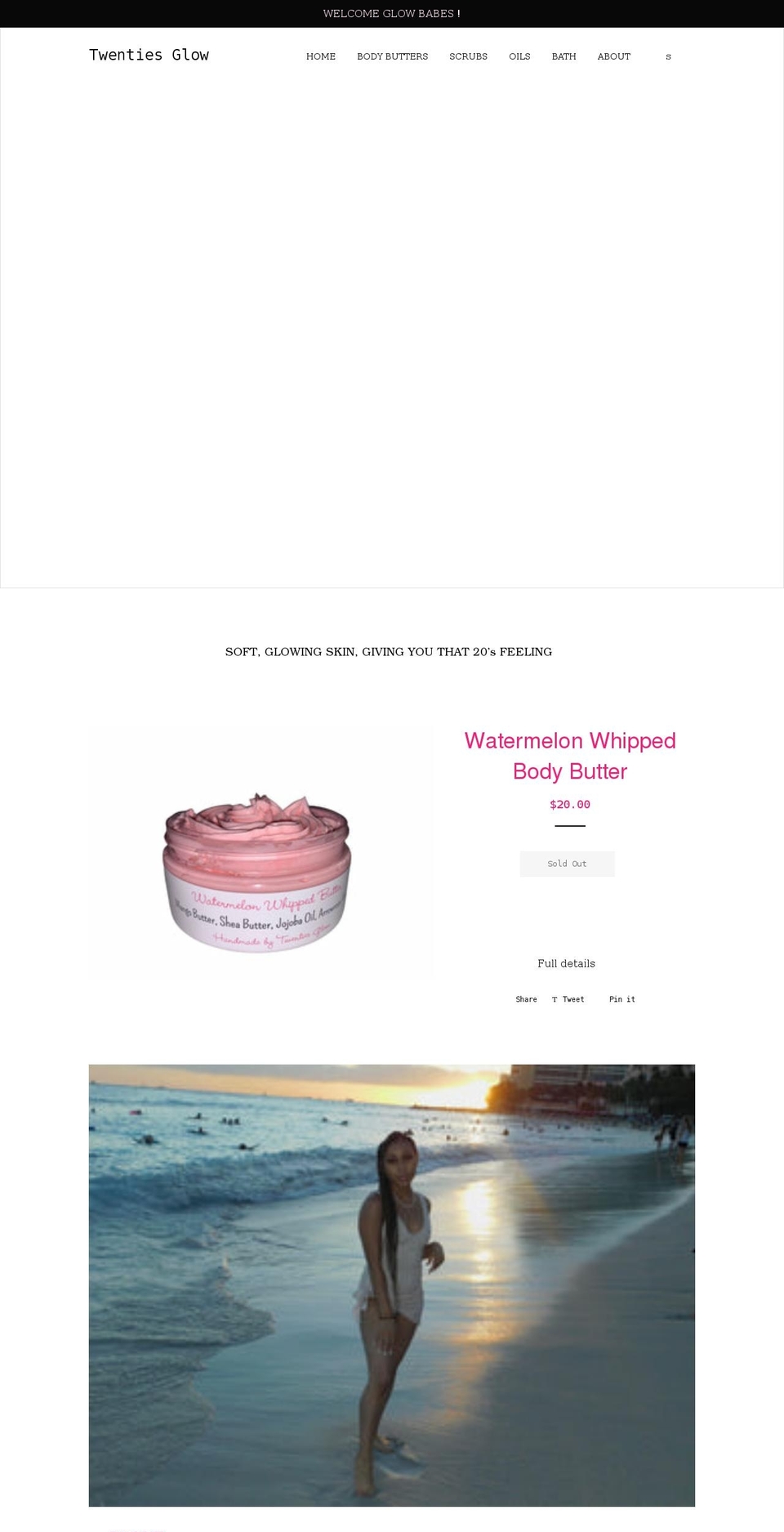 twentiesglow.com shopify website screenshot