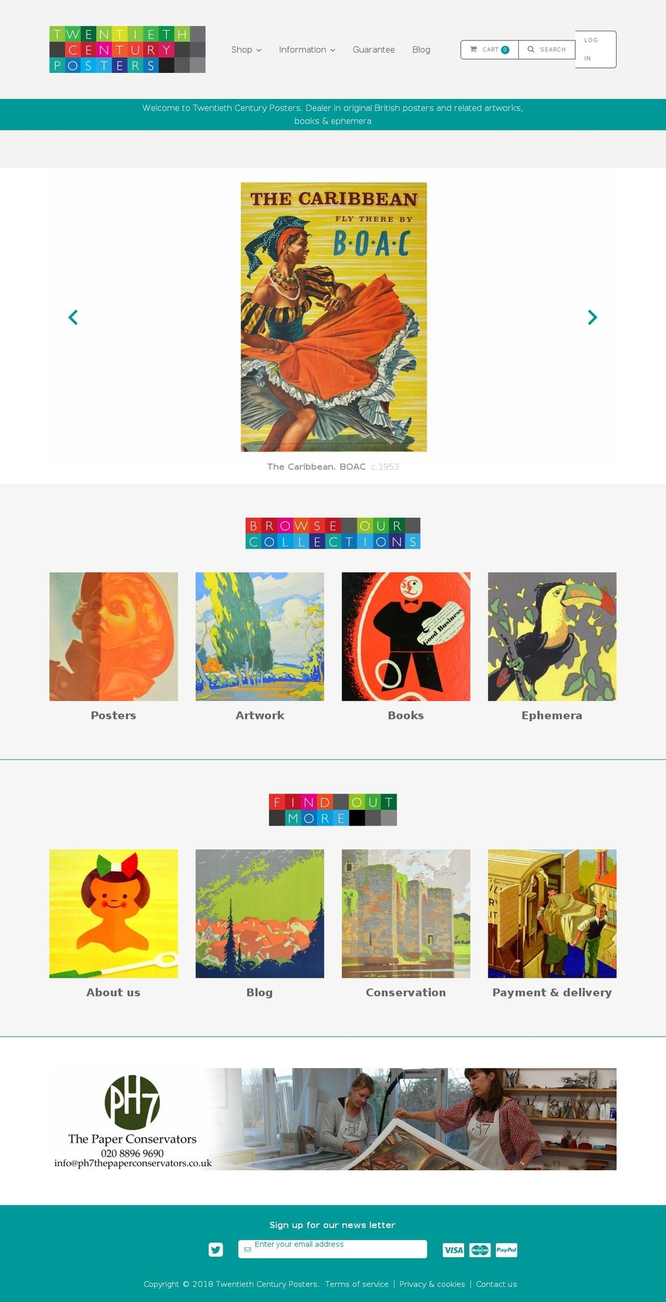 twentiethcenturyposters.info shopify website screenshot