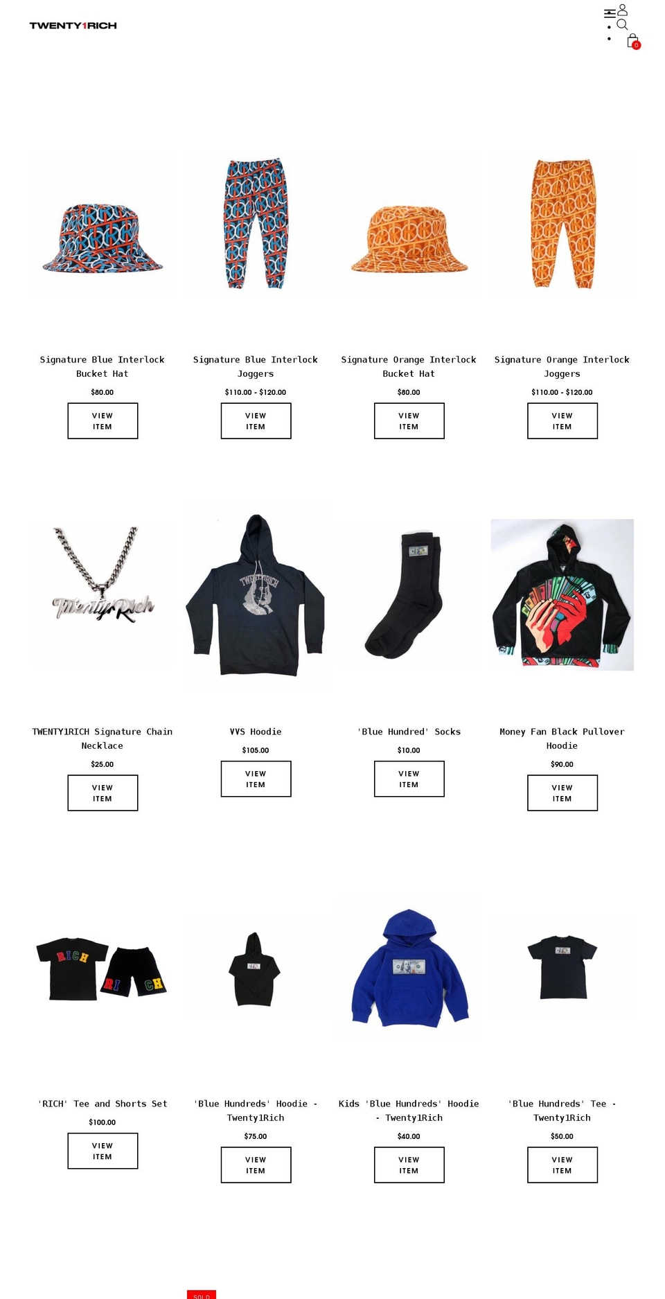 twenty1rich.com shopify website screenshot