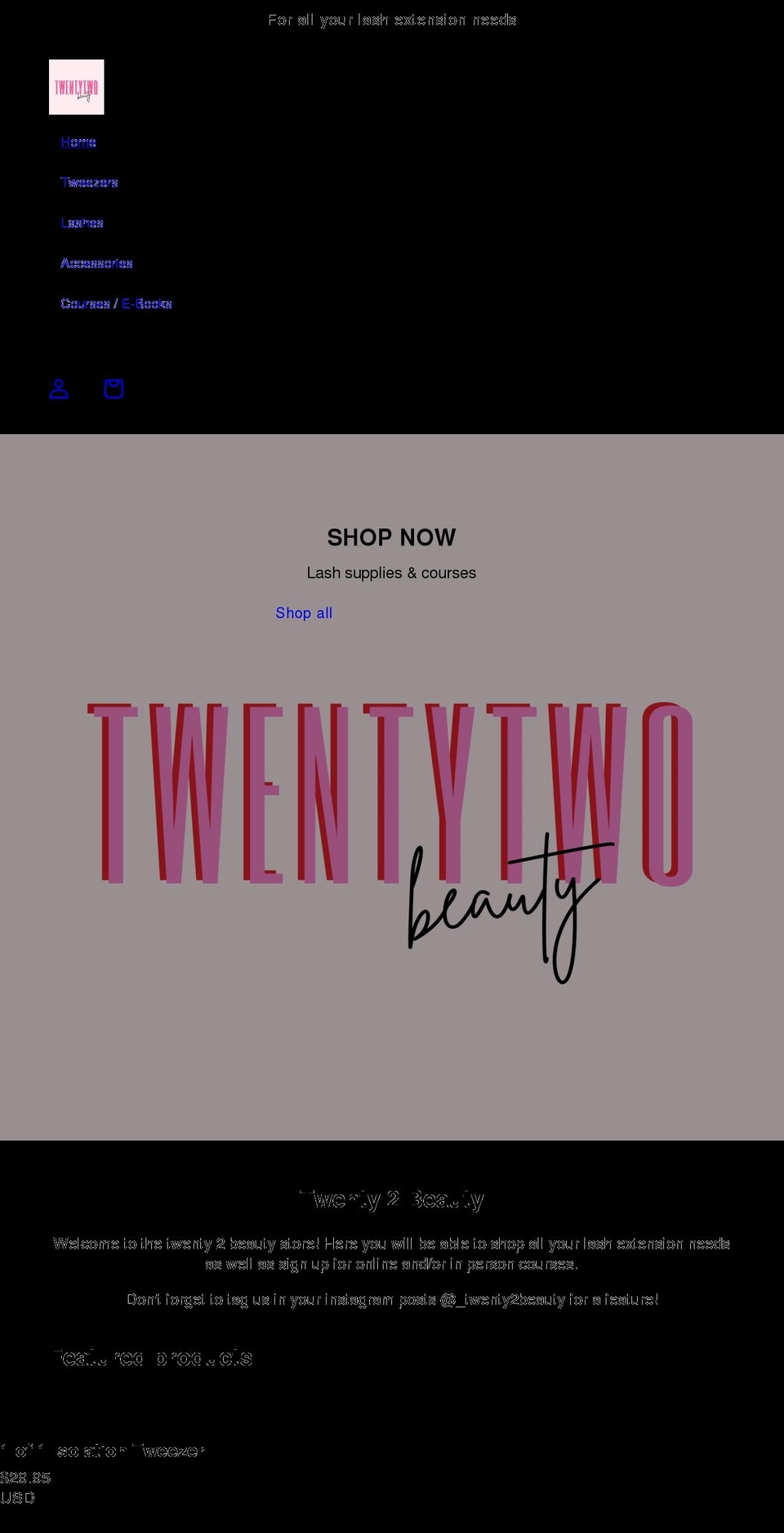 twenty2beauty.com shopify website screenshot