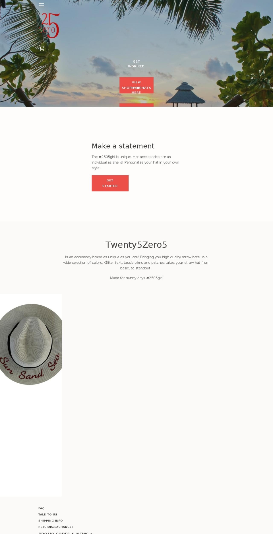 twenty5zero5.com — Shopify storefront screenshot