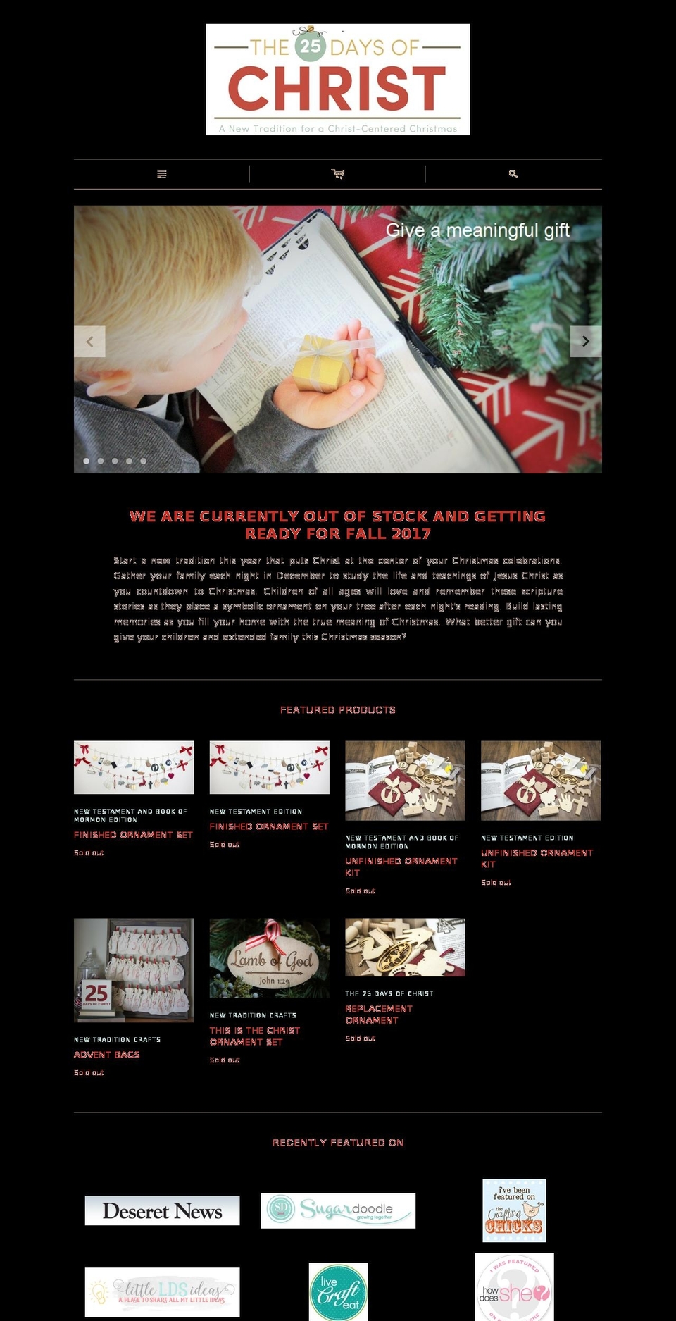 twentyfivedaysofchrist.com shopify website screenshot