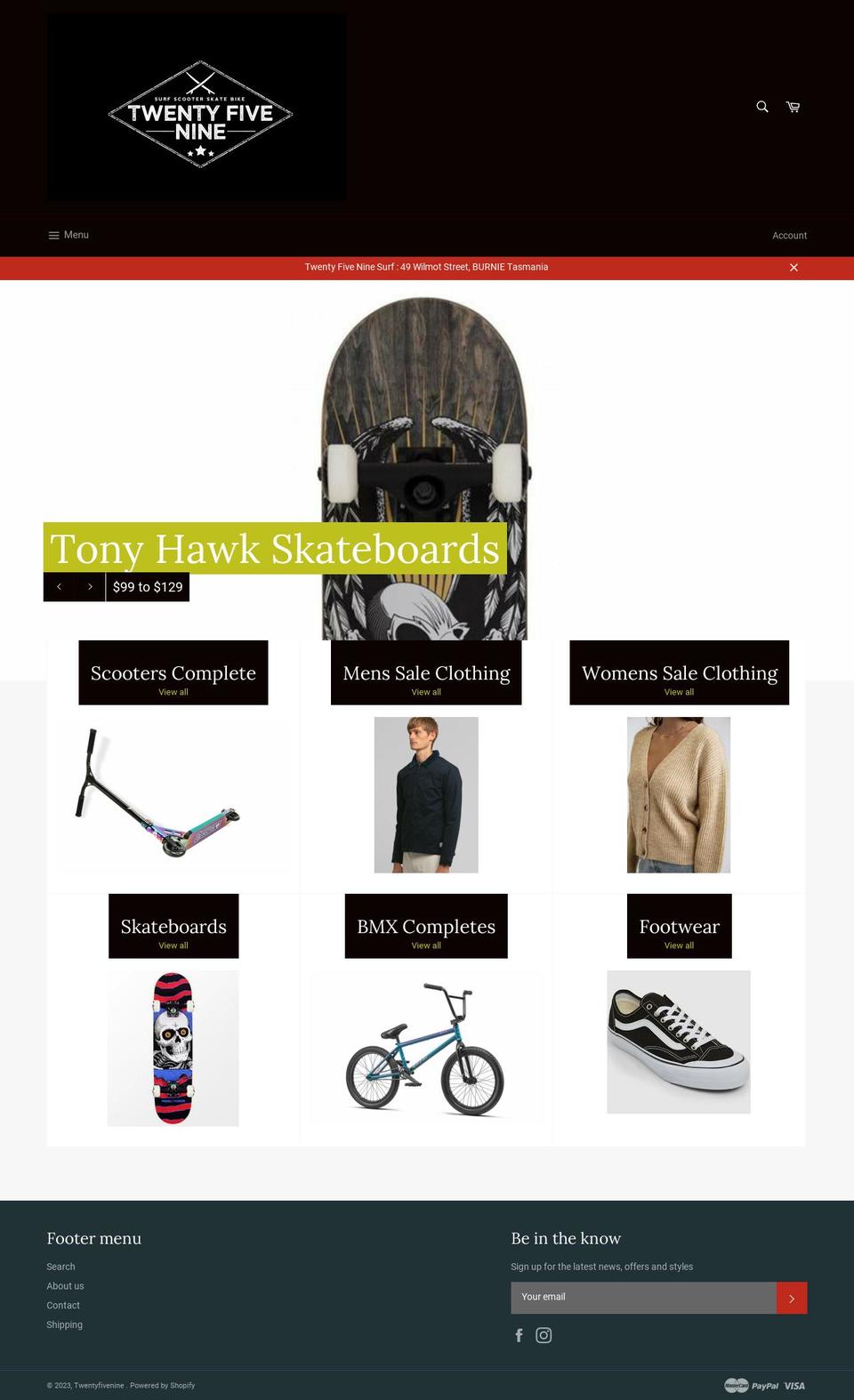 twentyfivenine.com.au shopify website screenshot