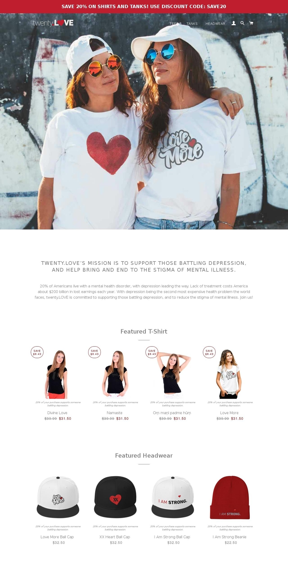 twentylove.org shopify website screenshot