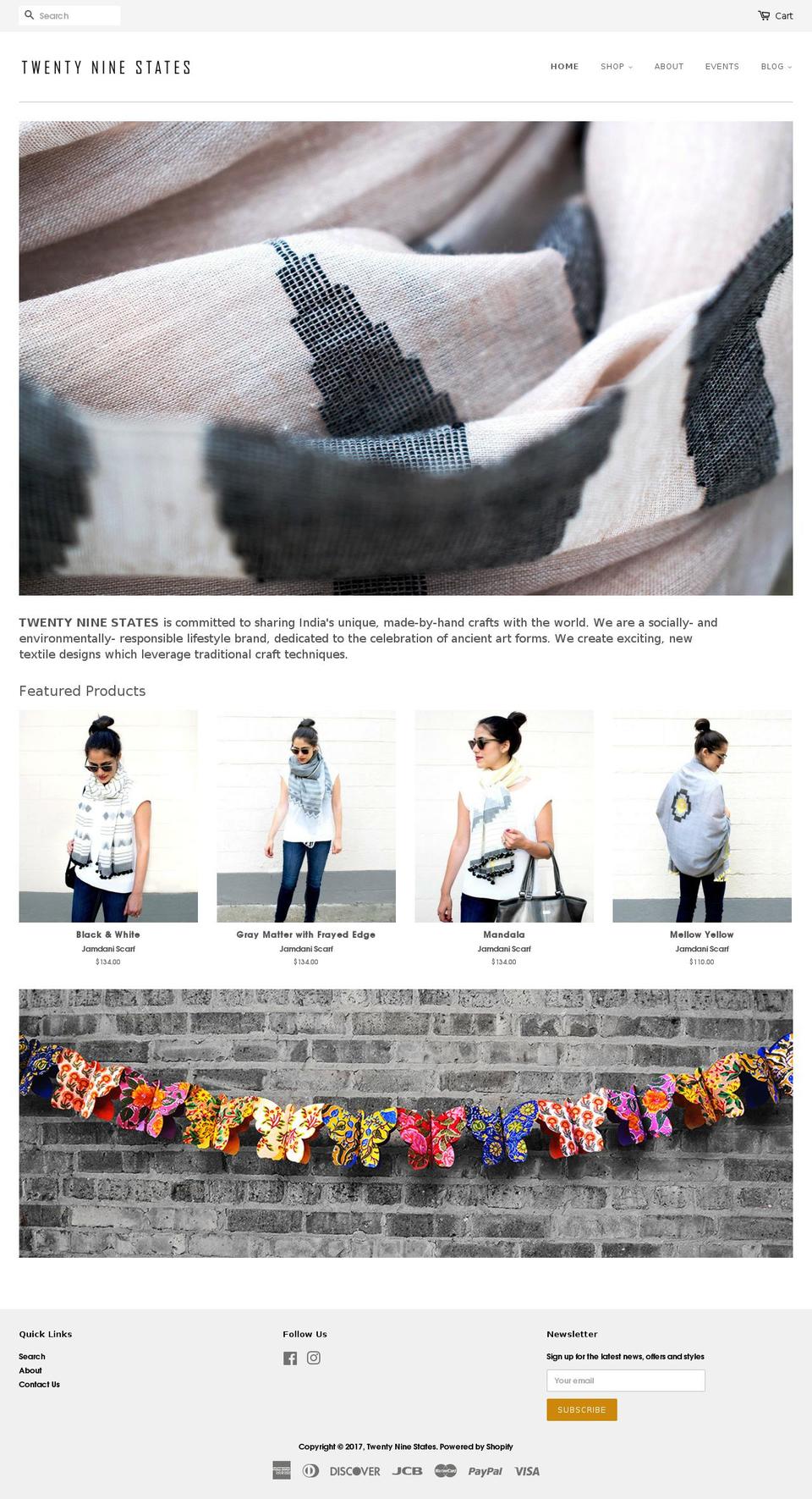 twentyninestates.com shopify website screenshot