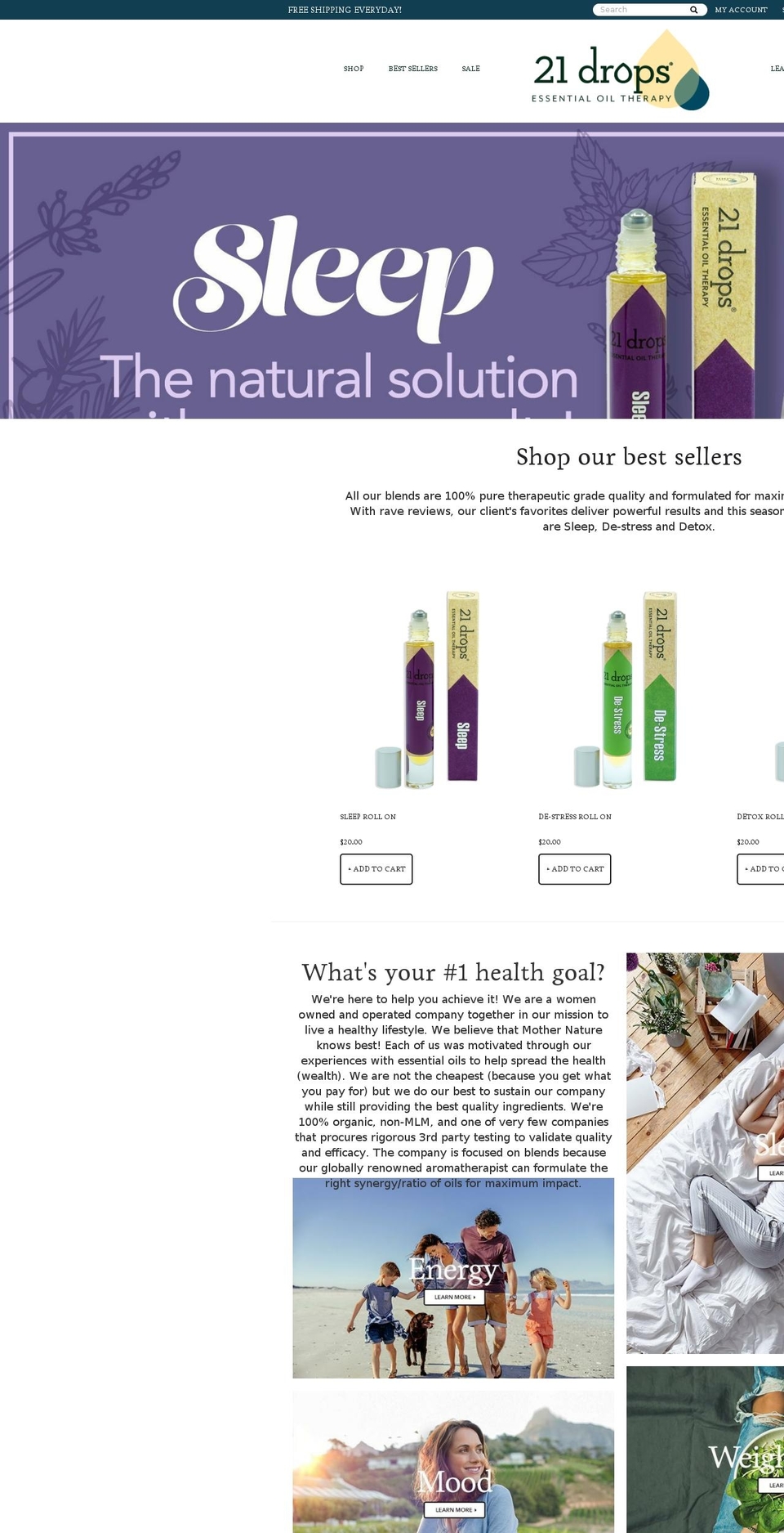 twentyonedrops.net shopify website screenshot