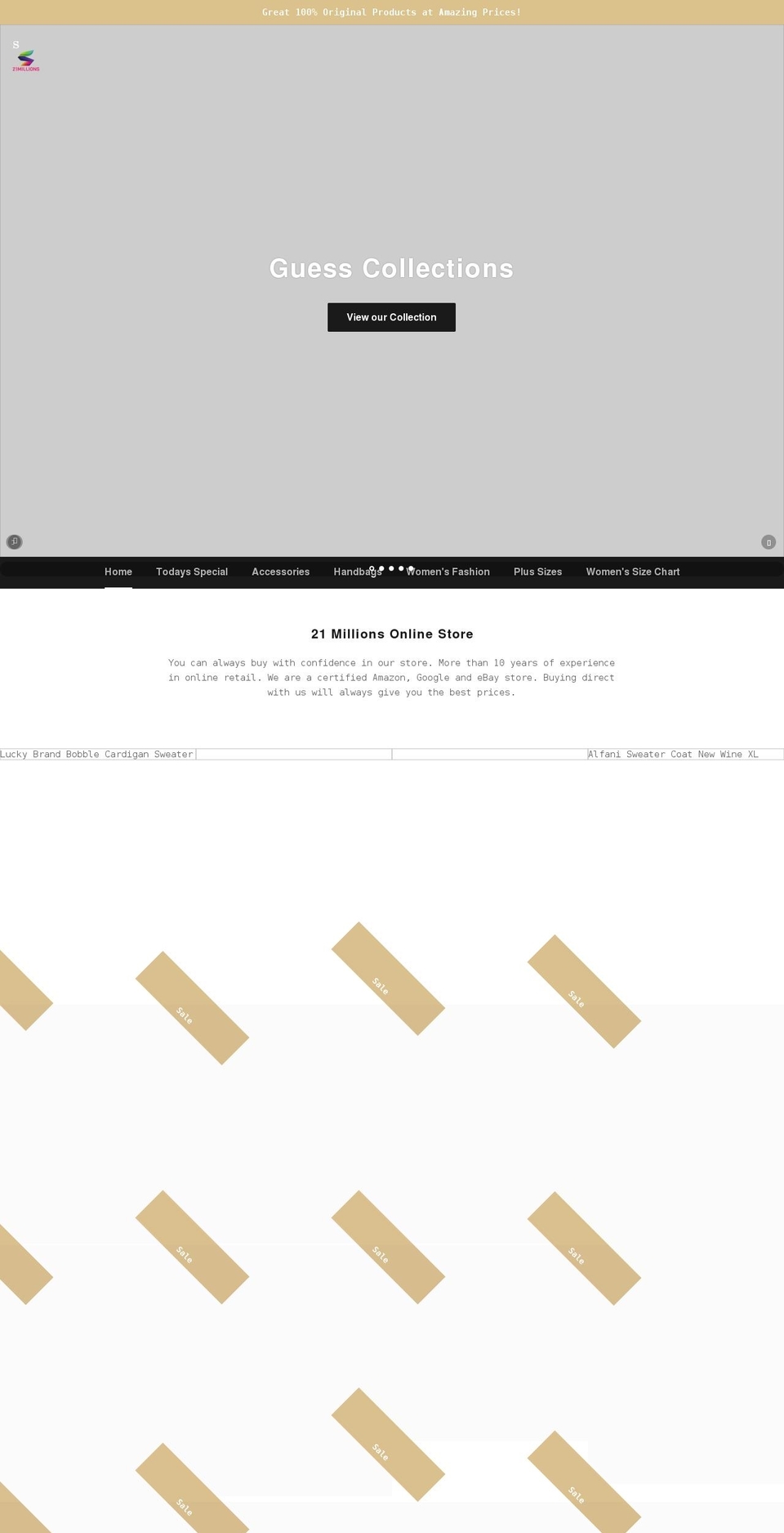 twentyonemillions.com shopify website screenshot