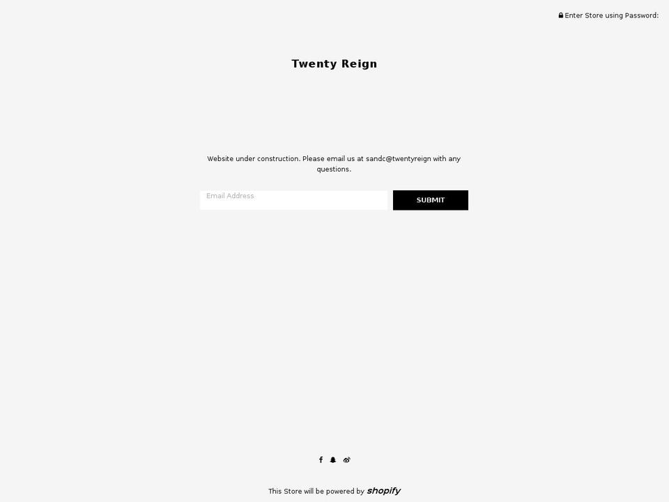 twentyreign.com — Shopify storefront screenshot