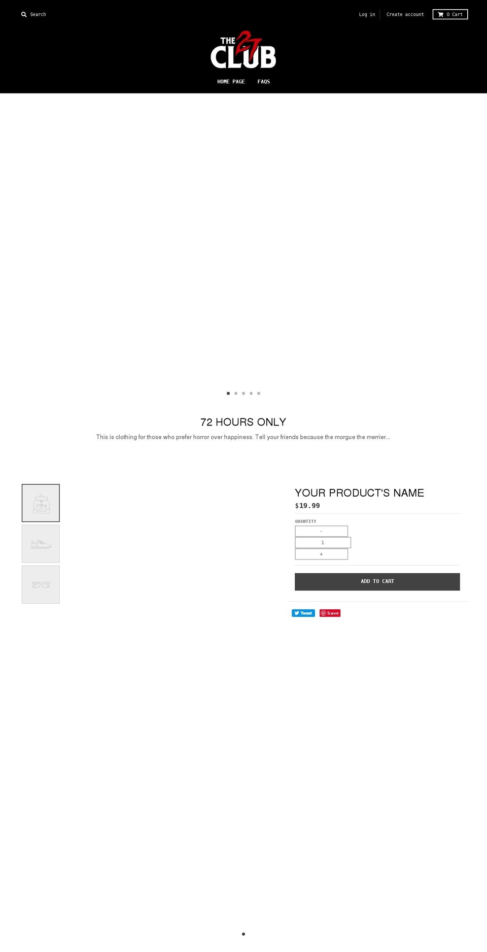 twentyseven-club.com shopify website screenshot