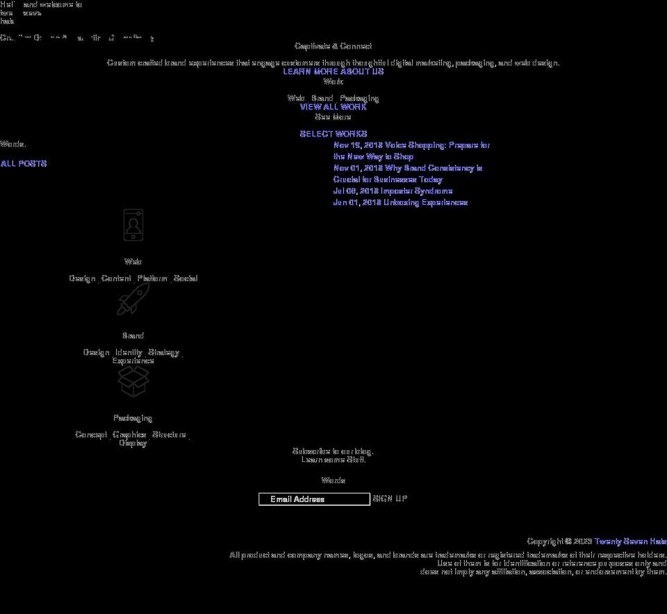 twentysevenhats.com shopify website screenshot