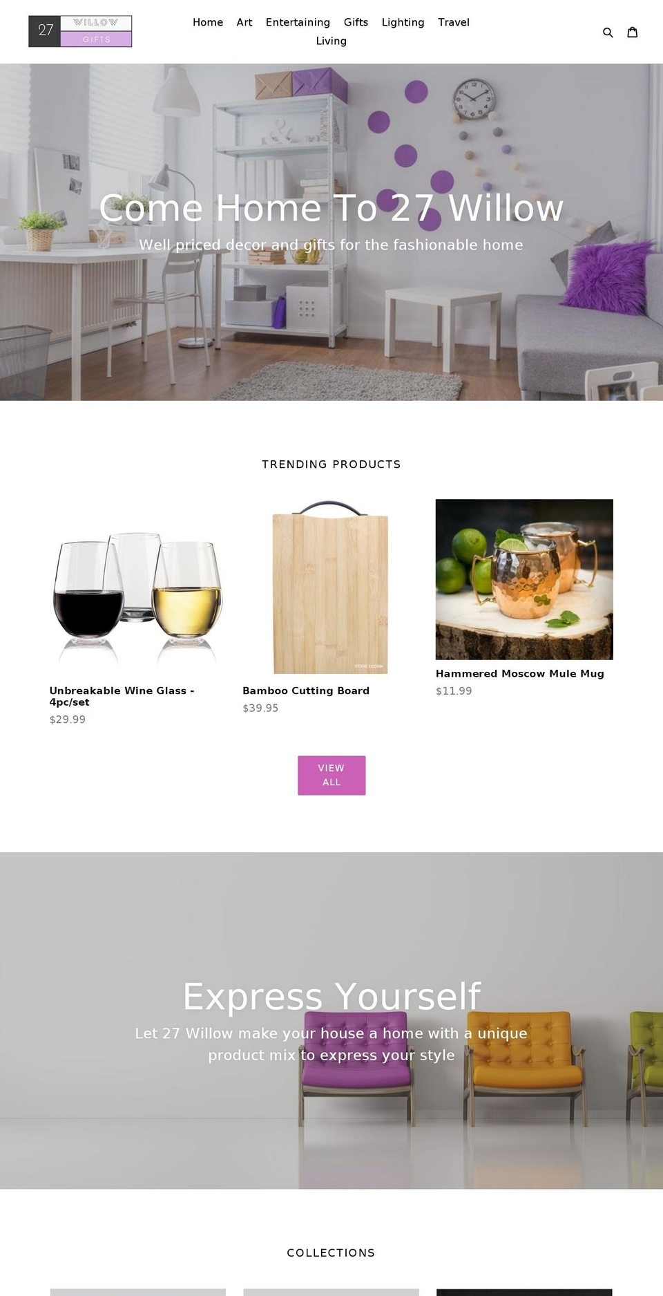 twentysevenwillow.com shopify website screenshot