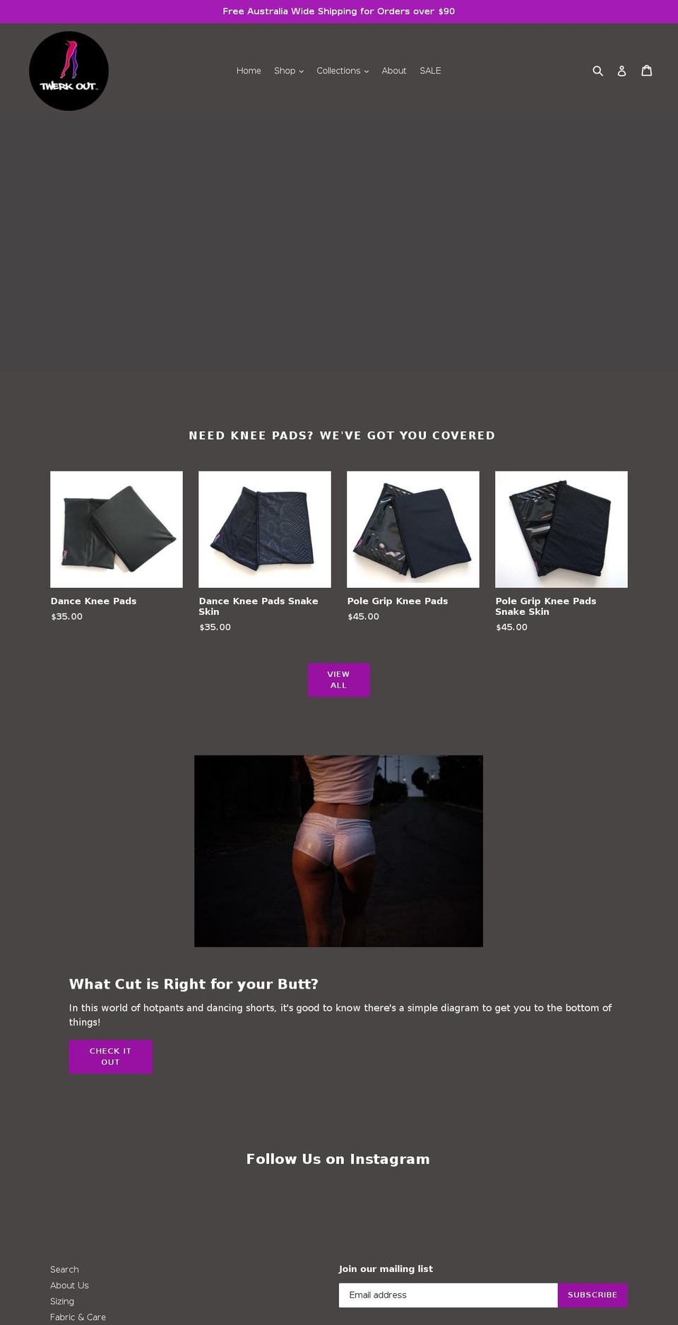 twerkoutdancewear.com — Shopify storefront screenshot