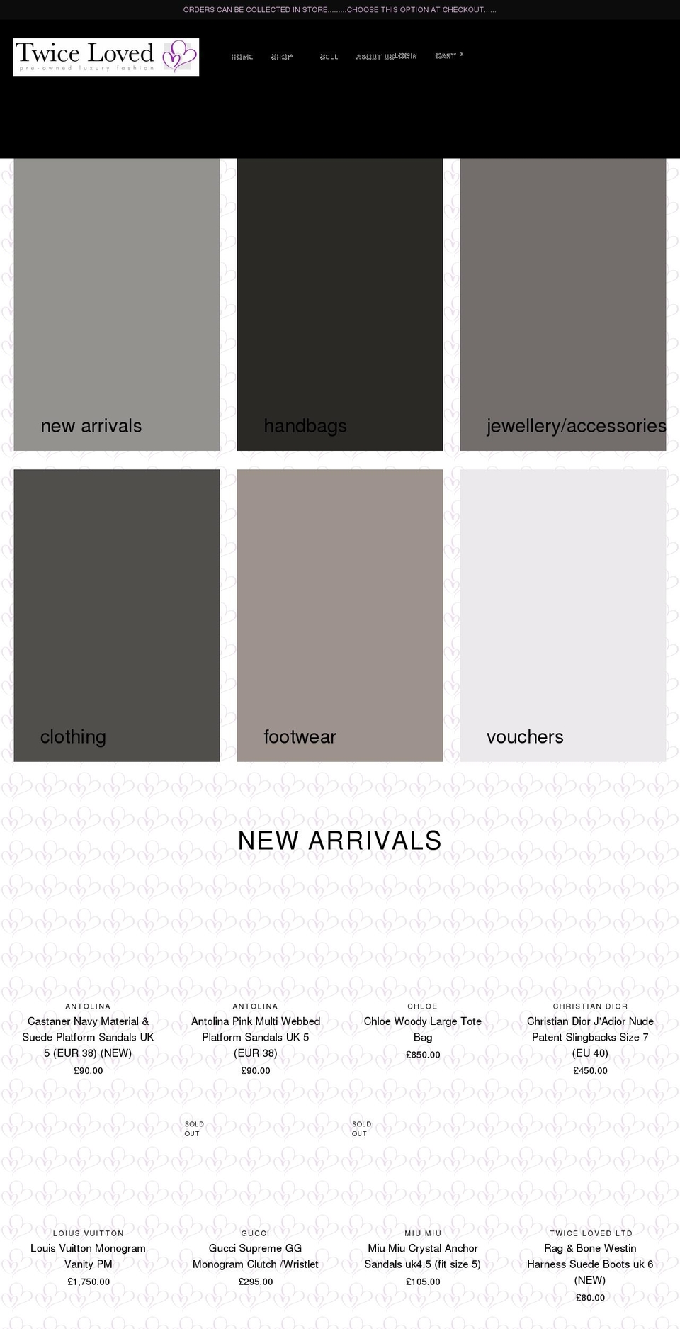 twiceloved.co.uk shopify website screenshot