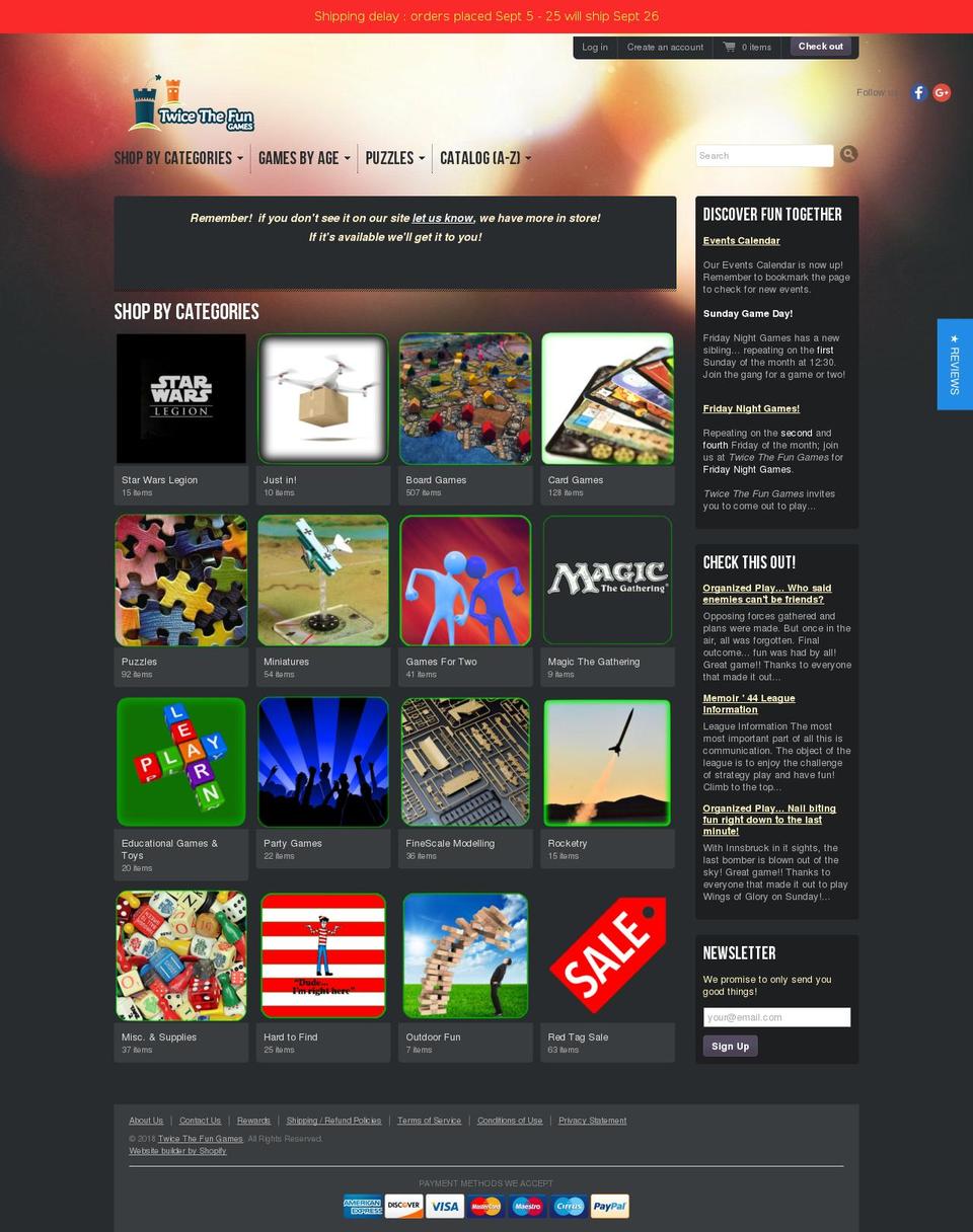 twicethefungames.com — Shopify storefront screenshot