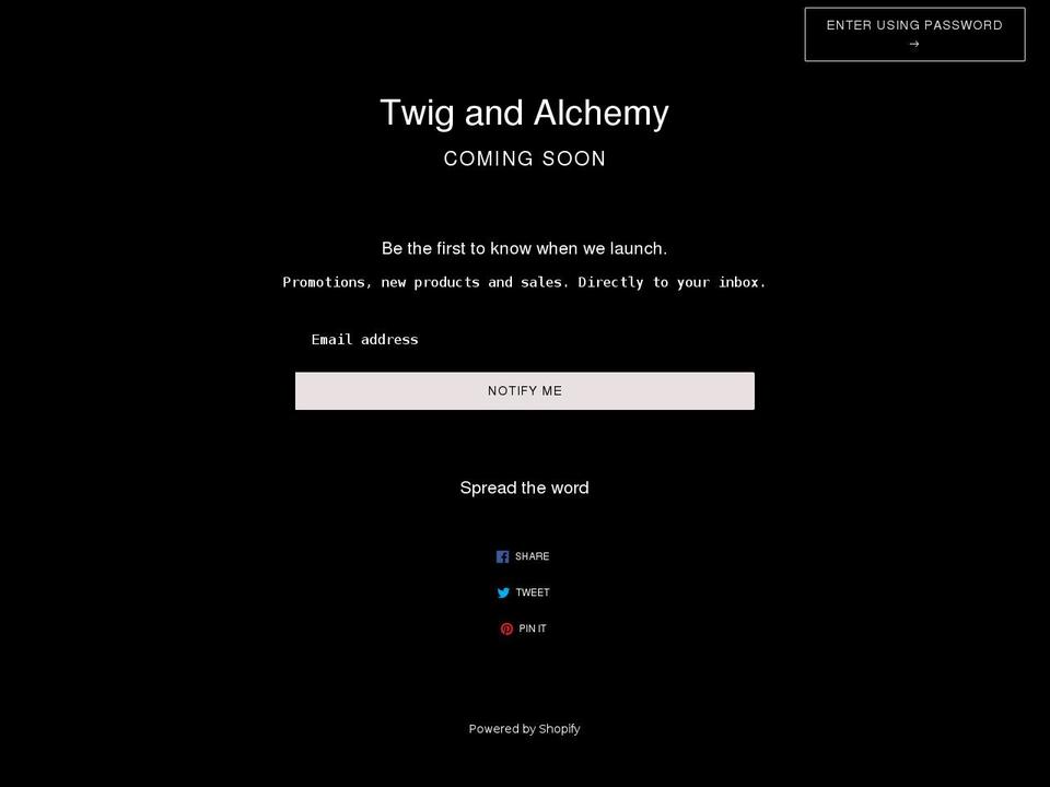 twigandalchemy.com shopify website screenshot