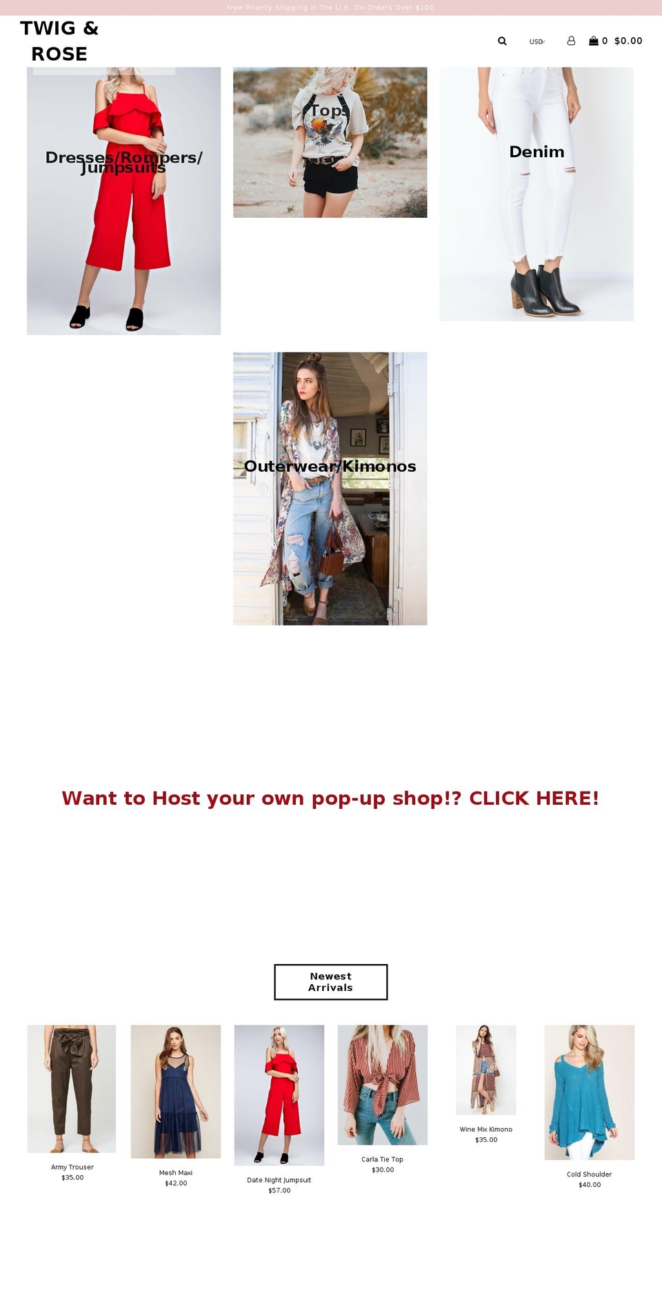 twigandrose.com — Shopify storefront screenshot