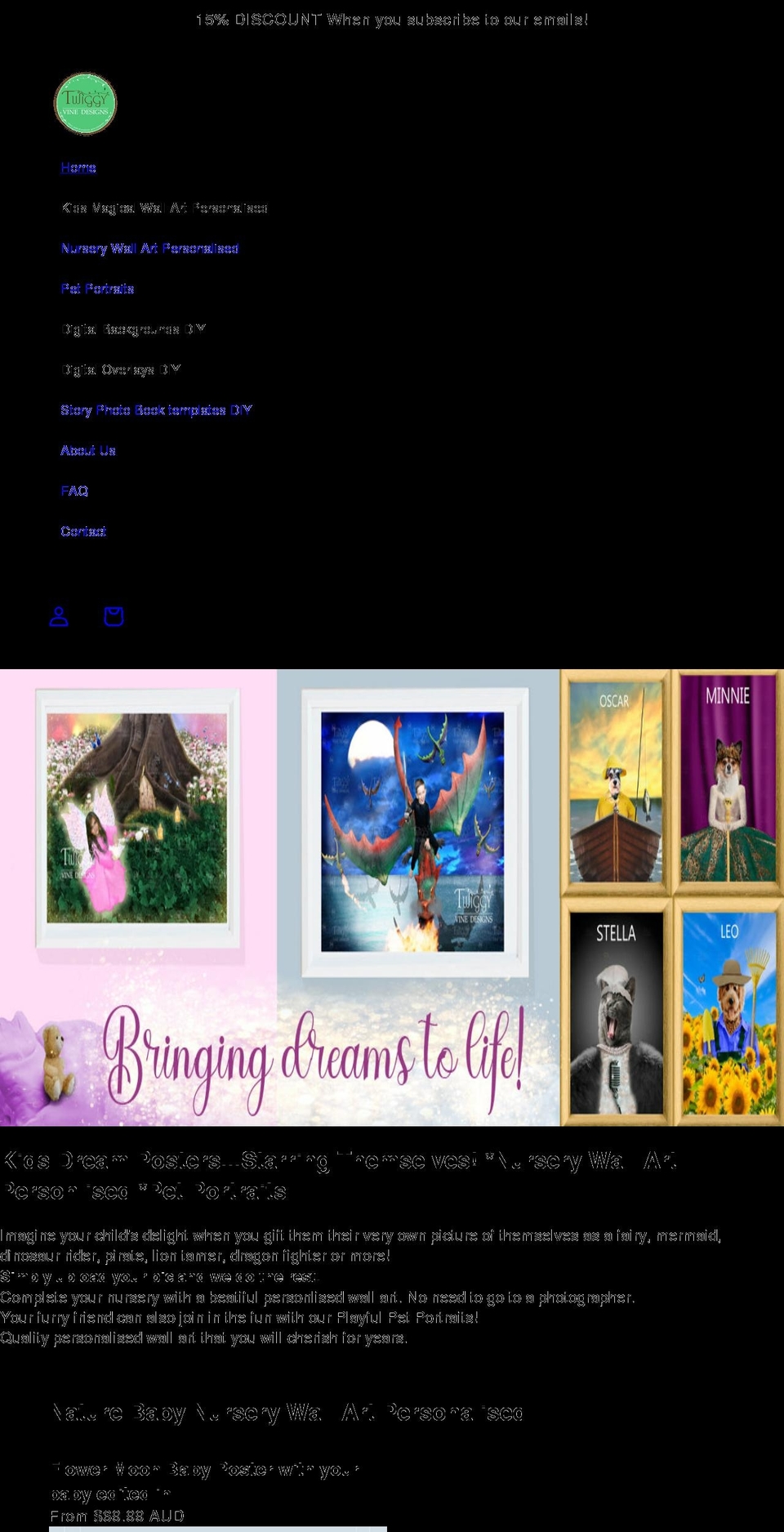 twiggyvinedesigns.com shopify website screenshot