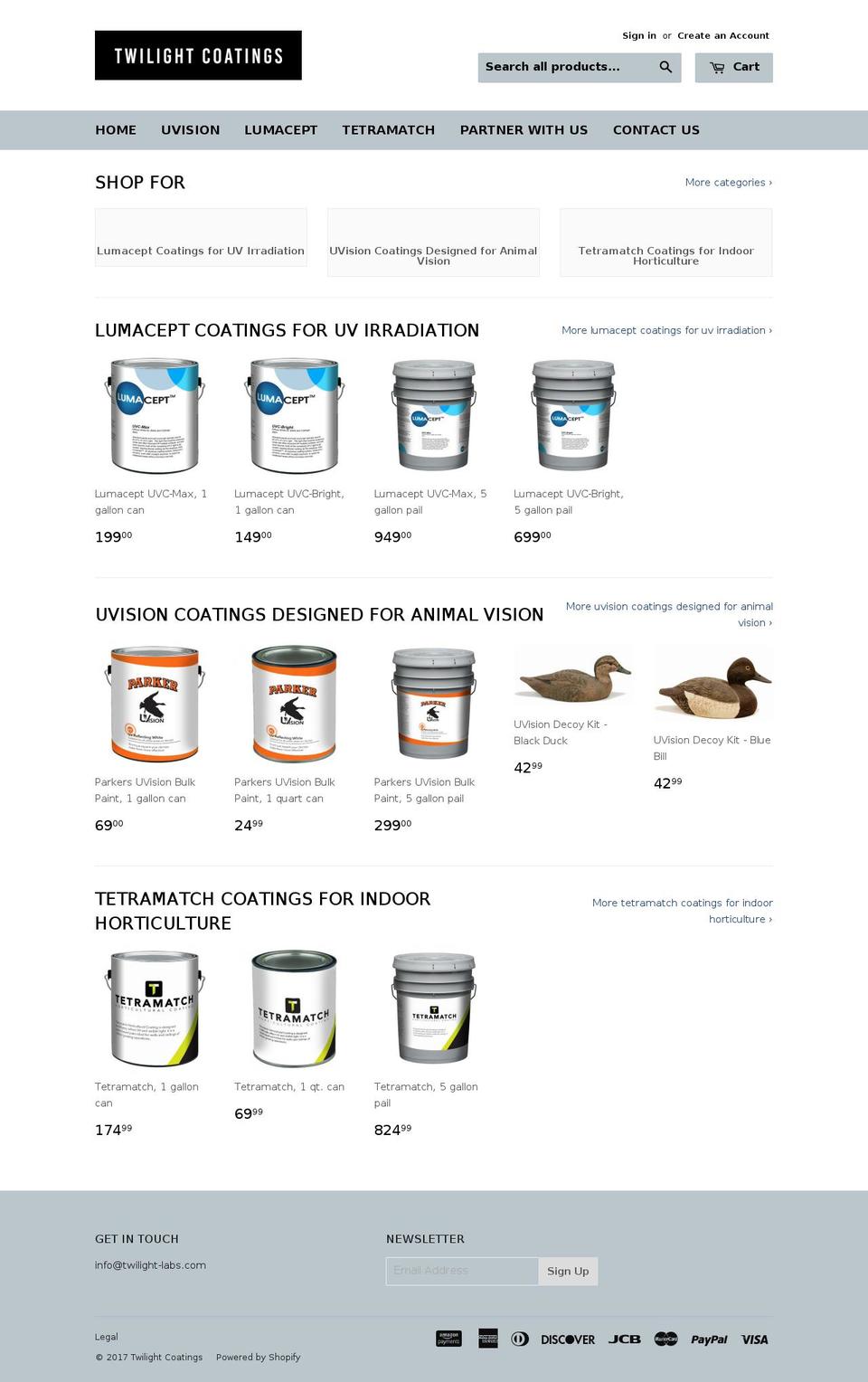 twilightcoatings.com shopify website screenshot