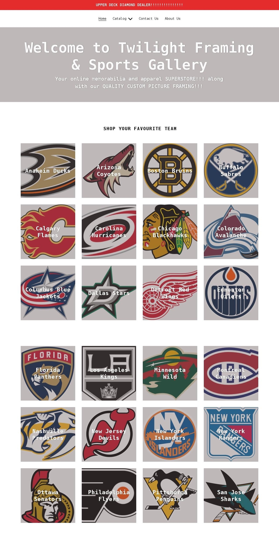 twilightframingsportsgallery.ca shopify website screenshot