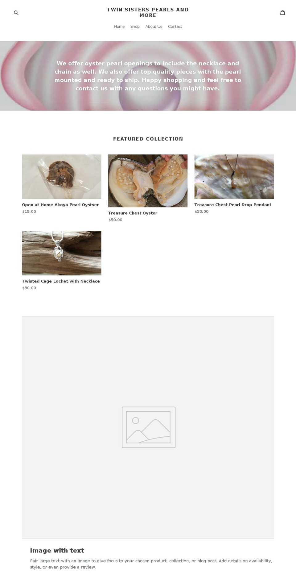 twin-sisters-pearls-and-more.com — Shopify storefront screenshot