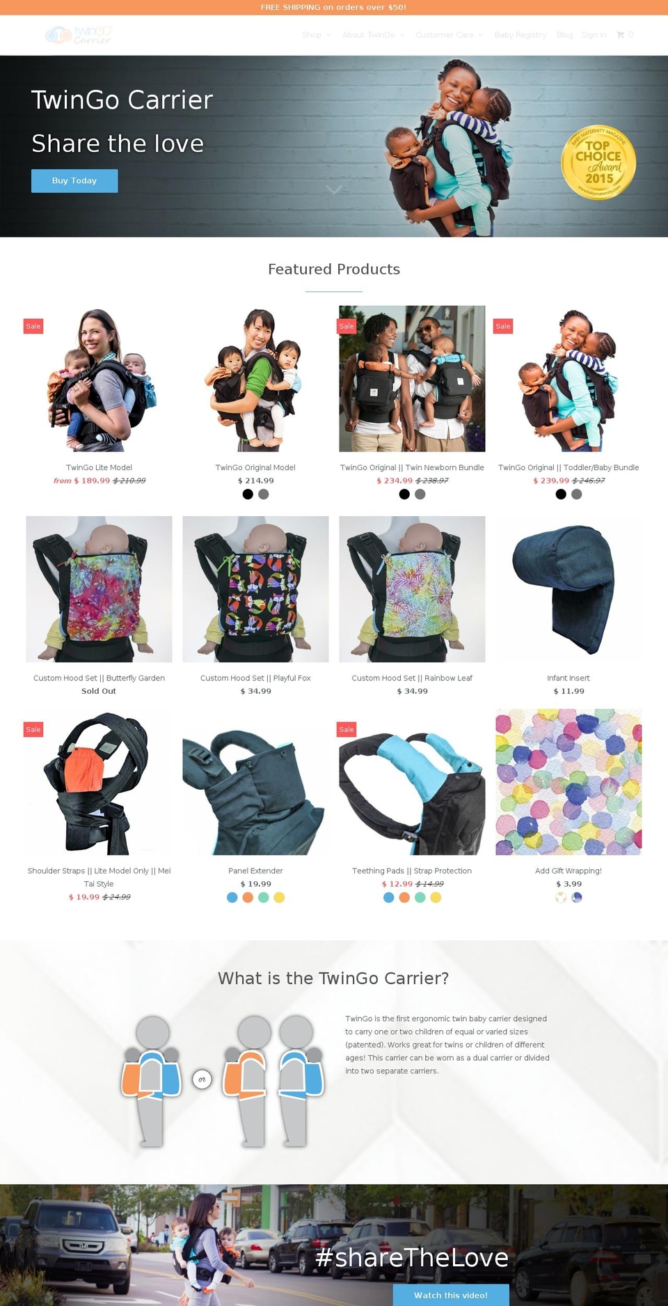 twinbabycarrier.info shopify website screenshot