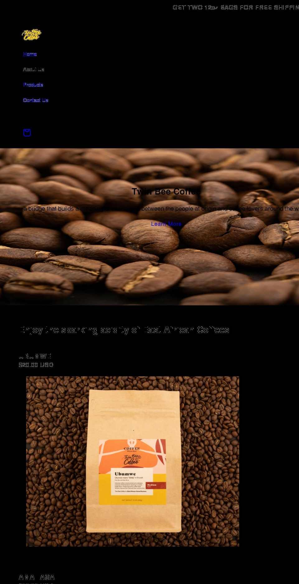twinbeecoffee.com shopify website screenshot