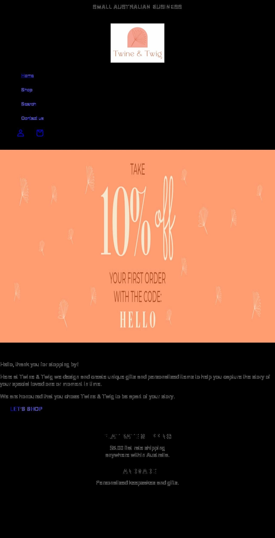 twineandtwig.com.au shopify website screenshot