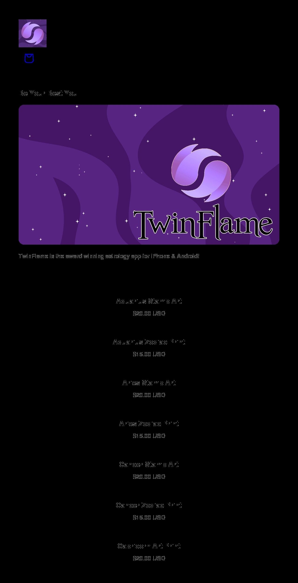 twinflamemerch.com shopify website screenshot