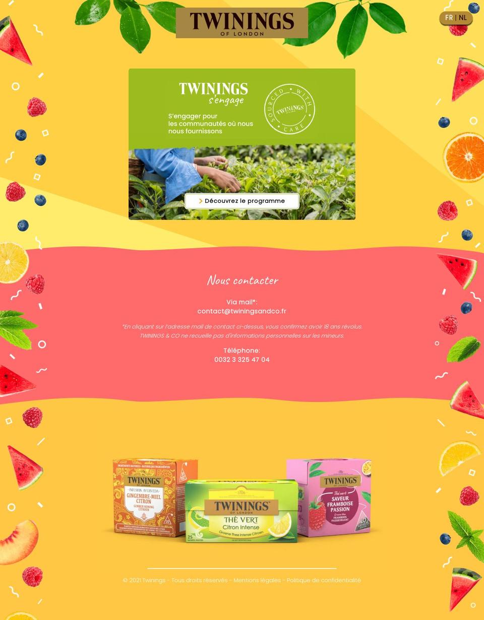 twinings.be shopify website screenshot