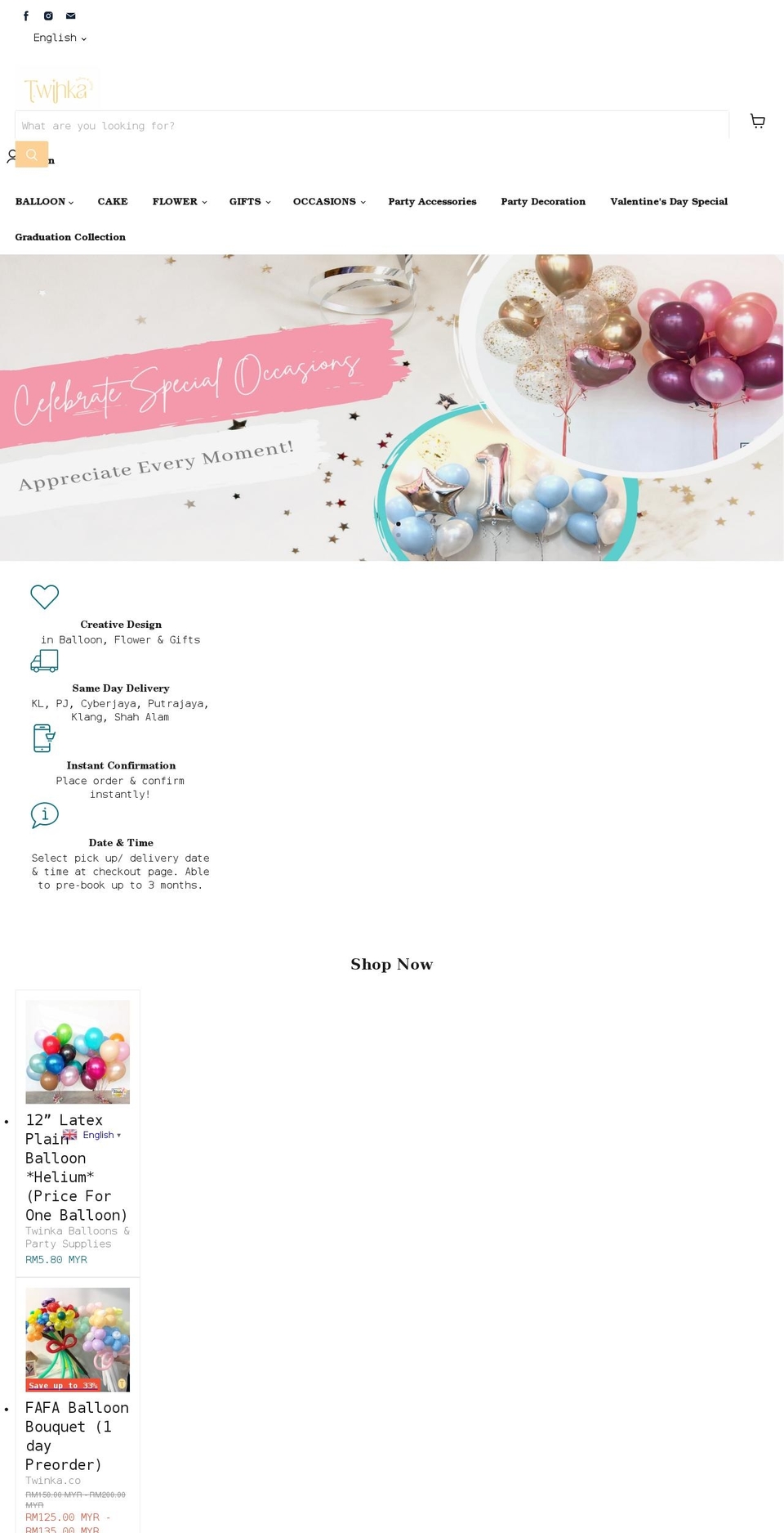 twinka.co shopify website screenshot