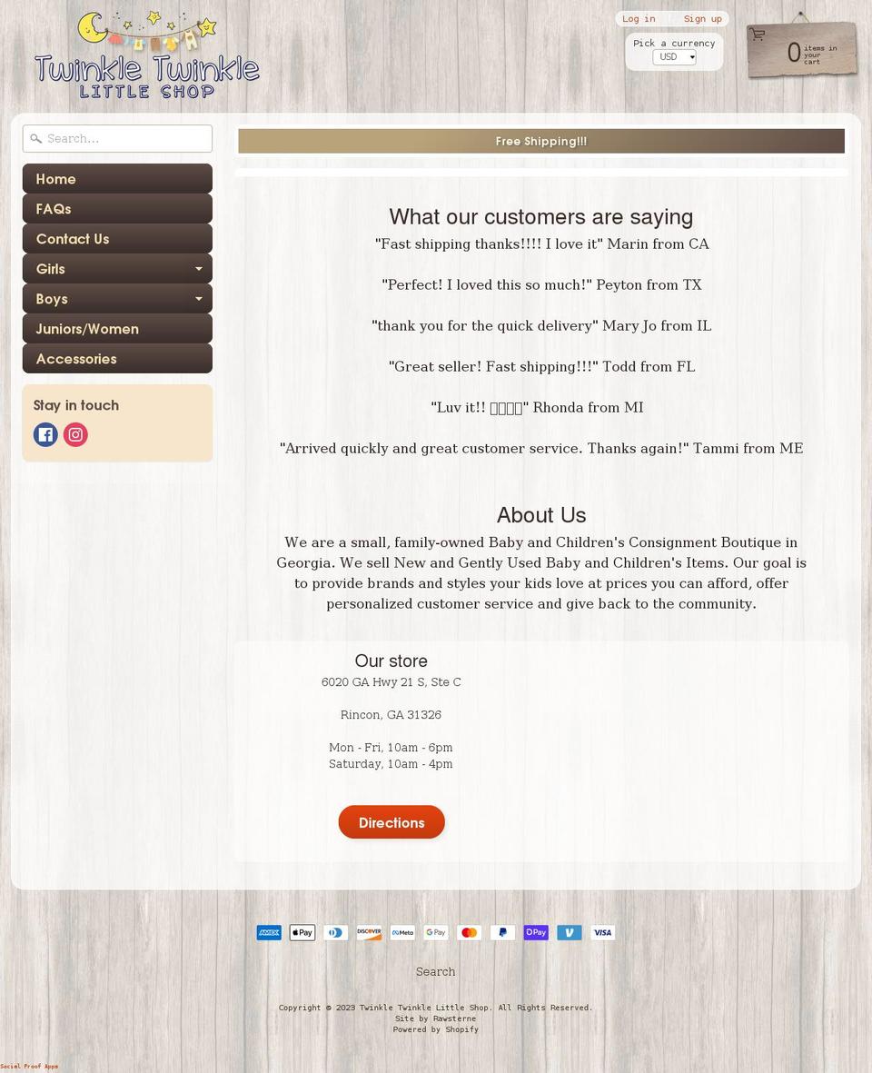 twinkletwinklelittleshop.net shopify website screenshot