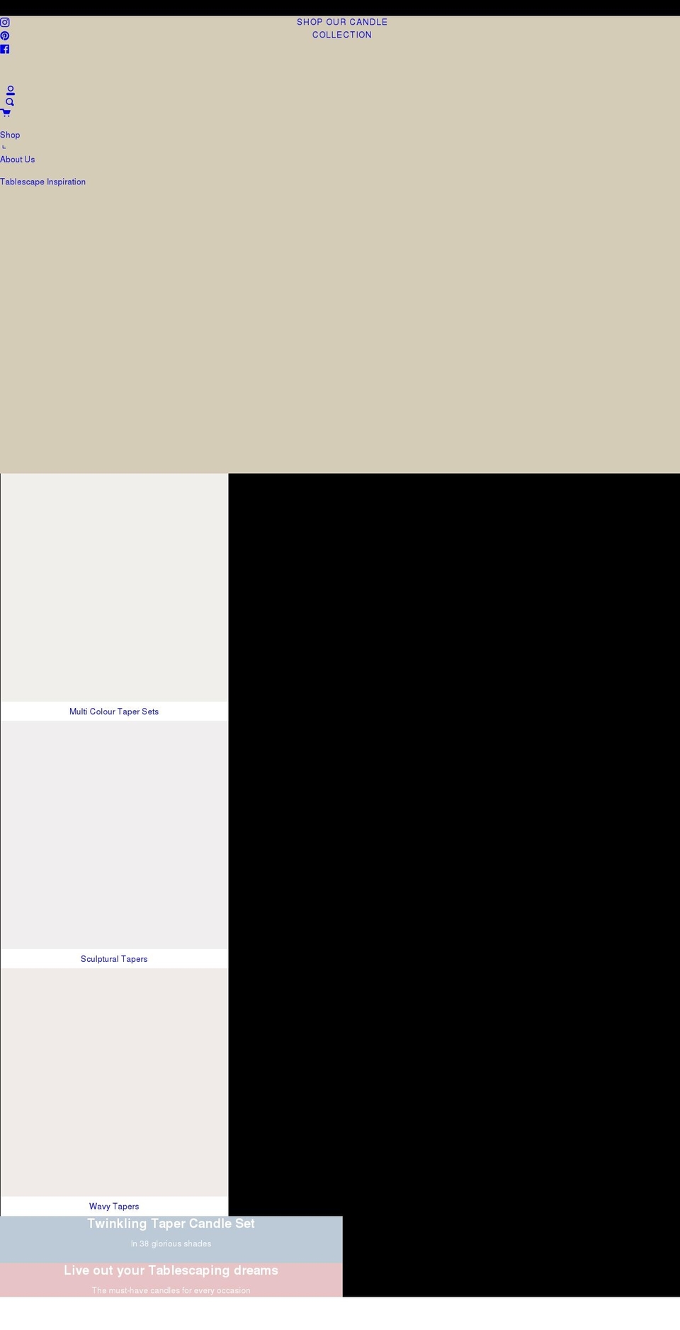 twinklingtabletops.com shopify website screenshot